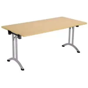 Tc One Union Folding Table 1200 x 700 Silver Frame Grey Oak Rectangular Top