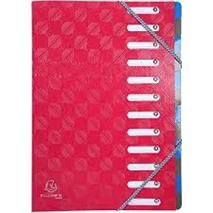 Iderama Multipart File Harmonika A4, 12 Sections, Red, Pack of 6