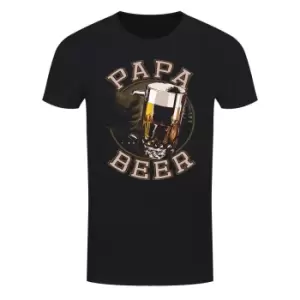 Grindstore Mens Fathers Day Papa Beer T-Shirt (S) (Black)