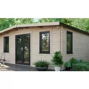 Power Sheds 16 x 18ft Central Doors Apex Chalet Log Cabin