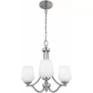 Loops - 3 Bulb Chandelier Hanging Pendant LIght Satin Nickel LED E27 60W Bulb