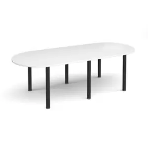 Radial end meeting table 2400mm x 1000mm with 6 Black radial legs - white