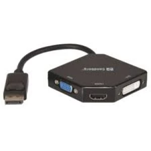 Sandberg DisplayPort Male to HDMI, DVI & VGA Converter Cable, Black, 5 Year Warranty