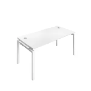 Telescopic Sliding 2 Person Extension Bench with Cable Port and White Frame - 1600mm - White