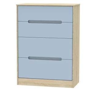 Robert Dyas Barquero Ready Assembled 4-Drawer Deep Chest - Pine/Denim