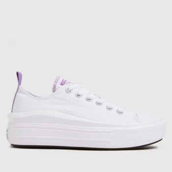 Converse White & Purple Move Colour Pop Trainers Youth