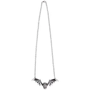 Skull Medallion Necklace with Metal Bat Wings