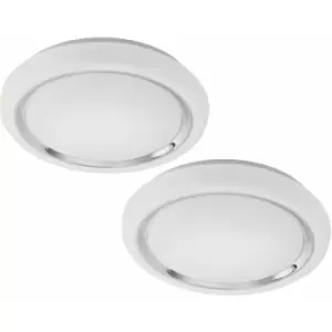 Loops - 2 pack Wall Flush Ceiling Light Colour White Shade White Chrome Plastic LED 23W