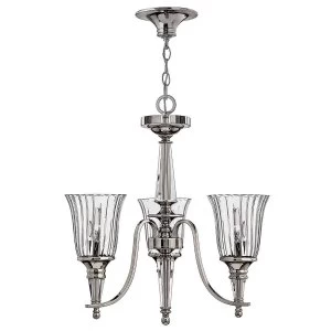 Multi Arm Chandelier 3 Light Sterling Finish, E14