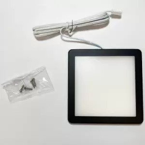 2x MATT BLACK Ultra-Slim Square Under Cabinet Kitchen Light & Driver Kit - Warm White Diffused LED