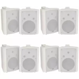 Loops - 8x 180W White Wall Mounted Stereo Speakers 8' 8Ohm loud Premium Audio & Music