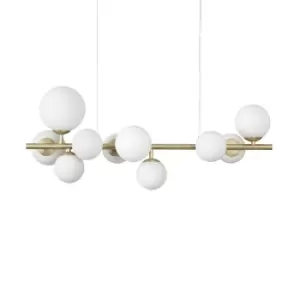 Perlage 10 Light Linear Globe Pendant Ceiling Light Brass