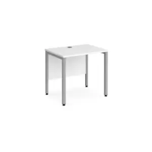 Maestro 25 straight desk 800mm x 600mm - silver bench leg frame and white top