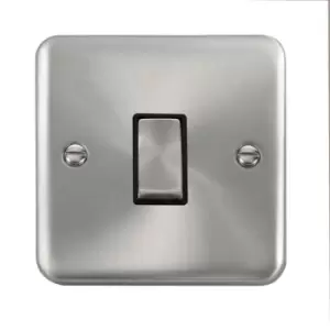 Click Scolmore Deco Plus Satin Chrome 1 Gang Plate Switch 10A With Black Ingot - DPSC425BK