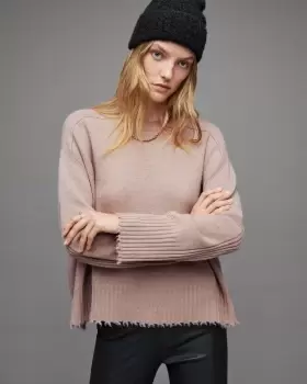 AllSaints Womens Kiera Cashmere Crew Jumper, Pashmina Pink, Size: S