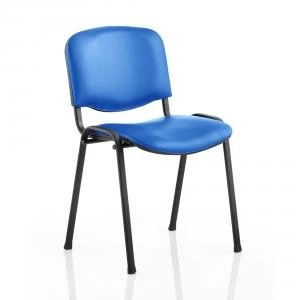 Trexus ISO Stacking Chair Without Arms Blue Vinyl Black Frame Ref