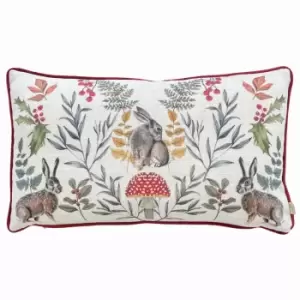 Mirrored Hare Cushion Burgundy / 30 x 50cm / Polyester Filled