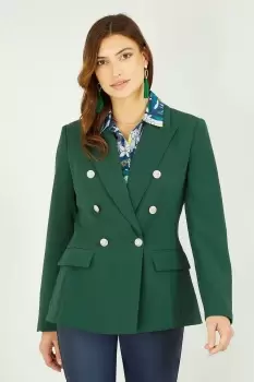 Khaki Green Blazer With Button Detail