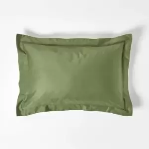 Moss Green Organic Cotton Oxford Pillowcase 400 Thread Count, Standard - Moss Green - Moss Green - Homescapes