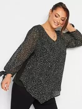 Yours Dalmatian Asym Blouse, Black, Size 24, Women