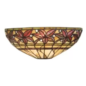 Ashtead 1 Light Indoor Wall Uplighter Dark Bronze with Tiffany Glass, E14