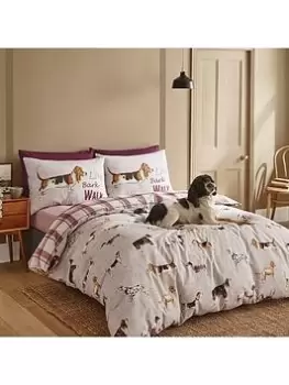 Catherine Lansfield Country Dogs Easy Care Duvet Cover Set - Natural