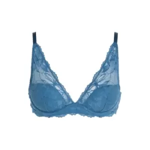 Calvin Klein Seductive Comfort Floral Plunge Bra - Blue