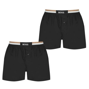 Boss Two Pack Woven Boxer Shorts - Black