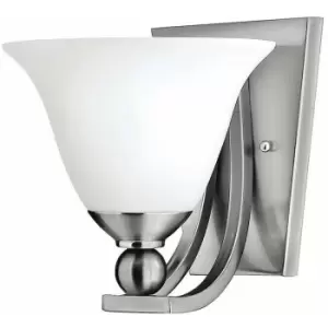 Loops - IP44 Wall Light Heavy Sphere Bell Shaped Glass Brushed Nickel LED E27 60W