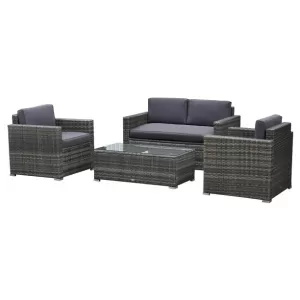 Outsunny Rattan Set, 4 PC-Grey