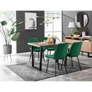 Furniture Box Kylo Brown Wood Effect Dining Table and 4 Green Pesaro Black Leg Chairs