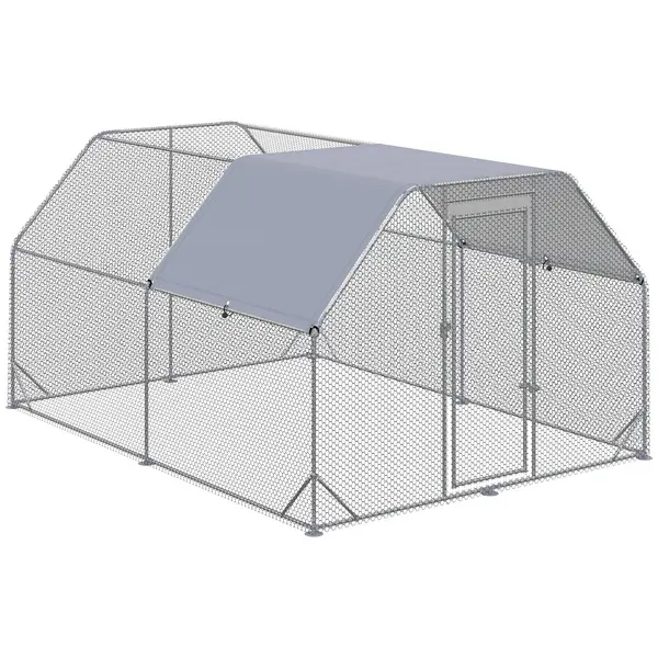 PawHut Chicken Run with Roof, Walk In Chicken Coop Run Cage for 10-12 Chickens, Hen House Duck Pen Outdoor, 380x280x195 cm