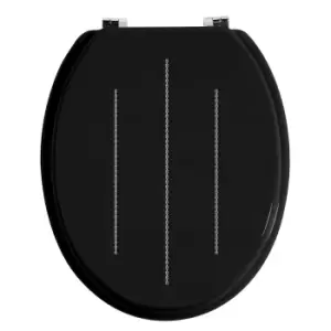 Premier Housewares Black Diamante Detail Toilet Seat With Zinc Alloy Fittings