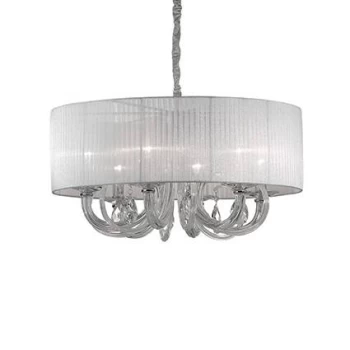 Swan 6 Light Multi Arm Ceiling Pendant Chrome, Glass Six, E14