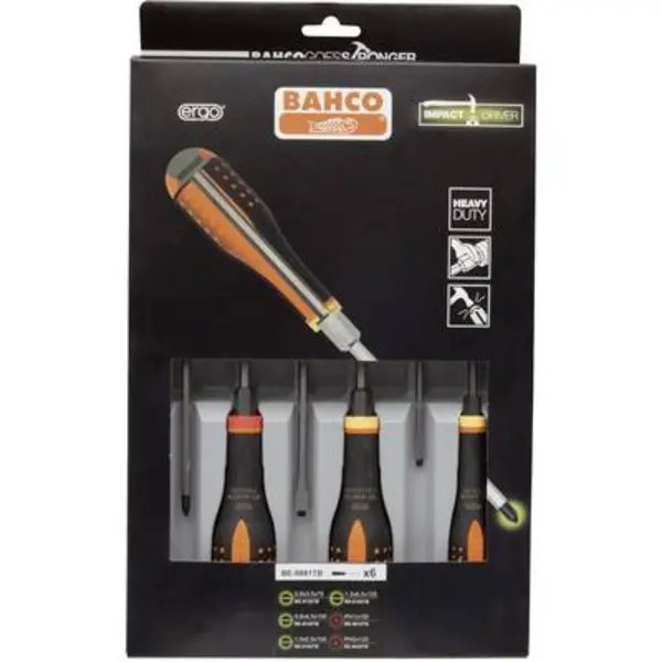 Bahco Ergo Workshop Screwdriver set 6 Piece Slot, Phillips BE-9881TB