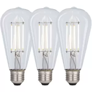 Harperliving - Harper Living 8 Watts ST64 E27 LED Bulb Clear Cool White Dimmable, Pack of 3