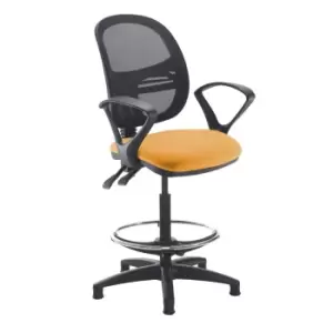 Dams MTO Jota Mesh Back Draughtsmans Chair with Fixed Arms - Costa Blue