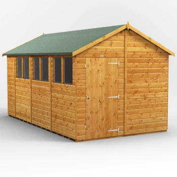 14x8 Power Apex Garden Shed - Brown