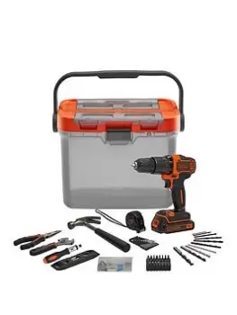 Black & Decker Hammer Drill With Hand Tools & Accessory Box Set