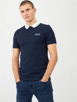 Barbour International Ampere Contrast Collar Polo Shirt - Navy Size M Men