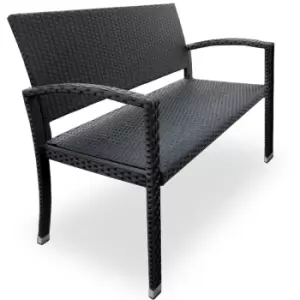 Poly Rattan Garden Bench Black 2 Seater