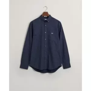 Gant Reg Micro Print Shirt Marine S - Blue