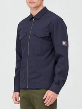 Tommy Hilfiger Peached Nylon Overshirt - Navy