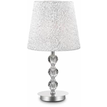 Ideal Lux Le Roy - 1 Light Medium Table Lamp Chrome with Crystal Decoration, E27