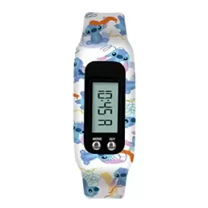 Disney Lilo and Stitch White LCD Tracker Watch with Printed Silicone Strap LAS4030