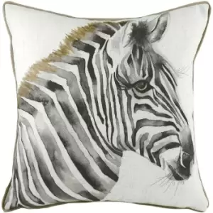 Evans Lichfield Safari Zebra Cushion Cover (One Size) (White/Brown) - White/Brown