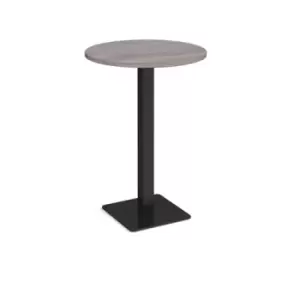 Brescia circular poseur table with flat square Black base 800mm - grey oak