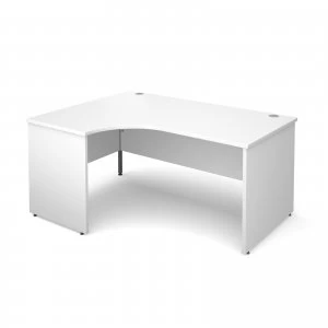 Maestro 25 PL Left Hand Ergonomic Desk 1600mm - White Panel Leg Design