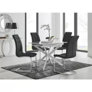 Lira 100 Extending Dining Table and 4 Black Murano Chairs - Black