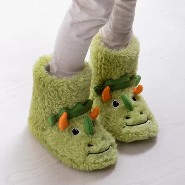 totes Kids Dino Boot Slippers Green